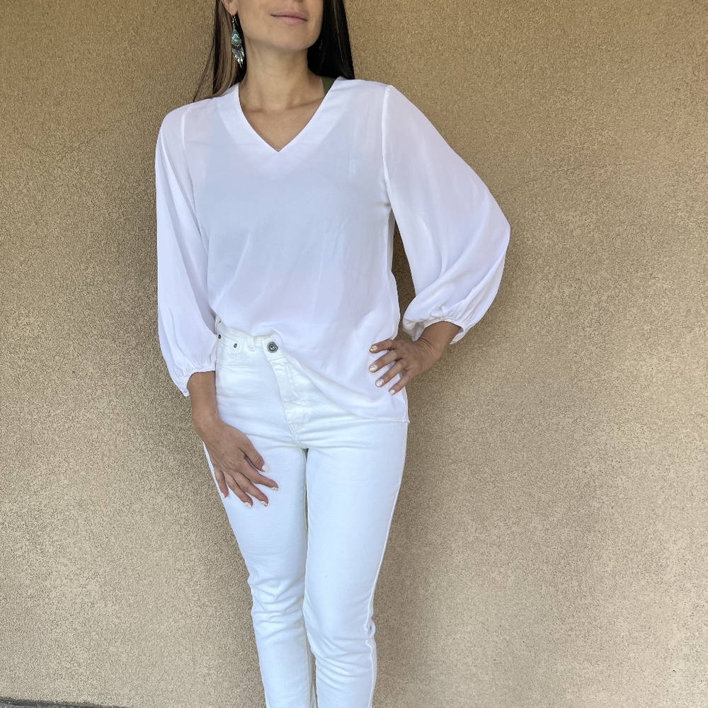Ana-Kaci - Boho White peasant blouse, size Small